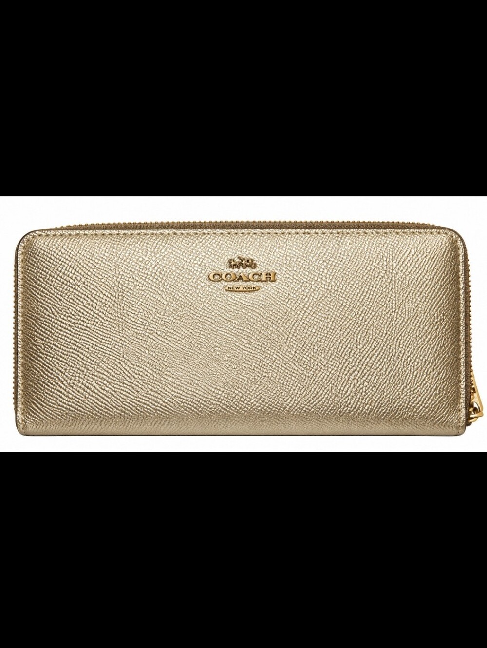 Coach Accordion Zip Wallet in Metallic Crossgrain Leather Metallic Gold